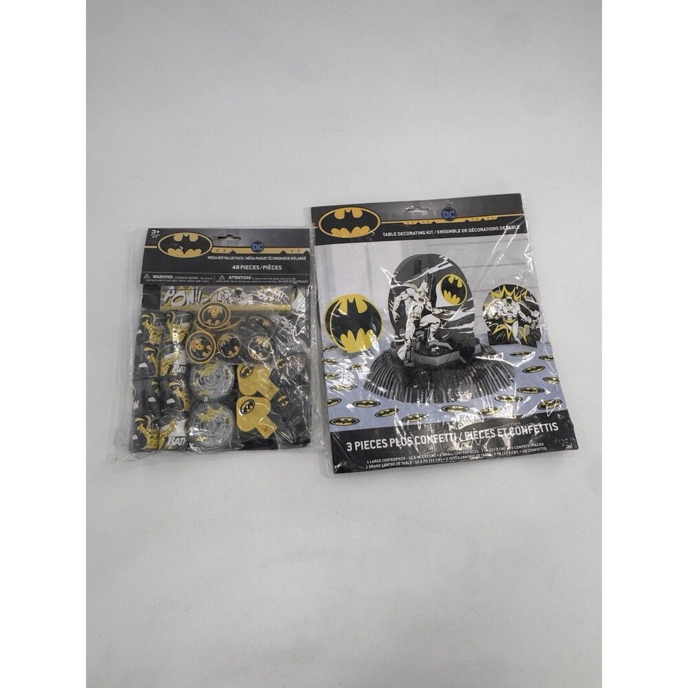 DC Comics Batman Mega Mix Value Party Favor Pack 48 piece & Table Decorating Kit
